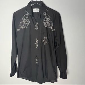 Vintage LAS OLAS Embellished Button Front Long Sleeve Shirt Medium✨